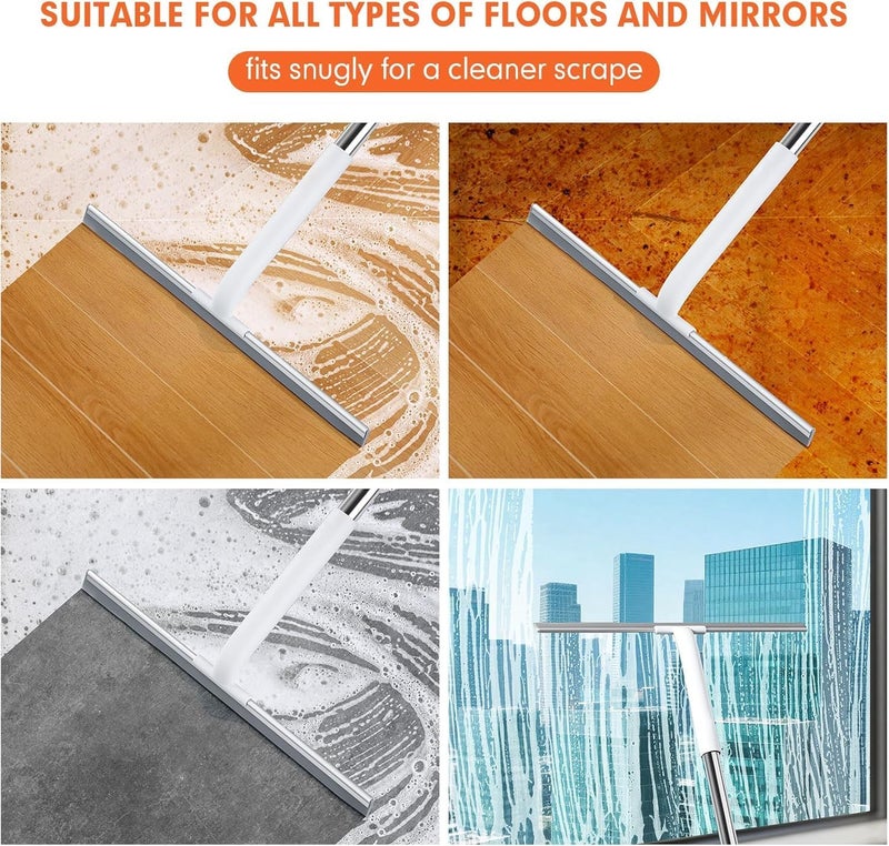 IMHO Rubber Floor Squeegee for Smooth Surface Concrete Floor, Tile Floor, Heavy Duty Garage Shower Floor Squeegee Broom for Removing Water, Commercial Scrubber Mop with Adjustable Long Handle - Image 5
